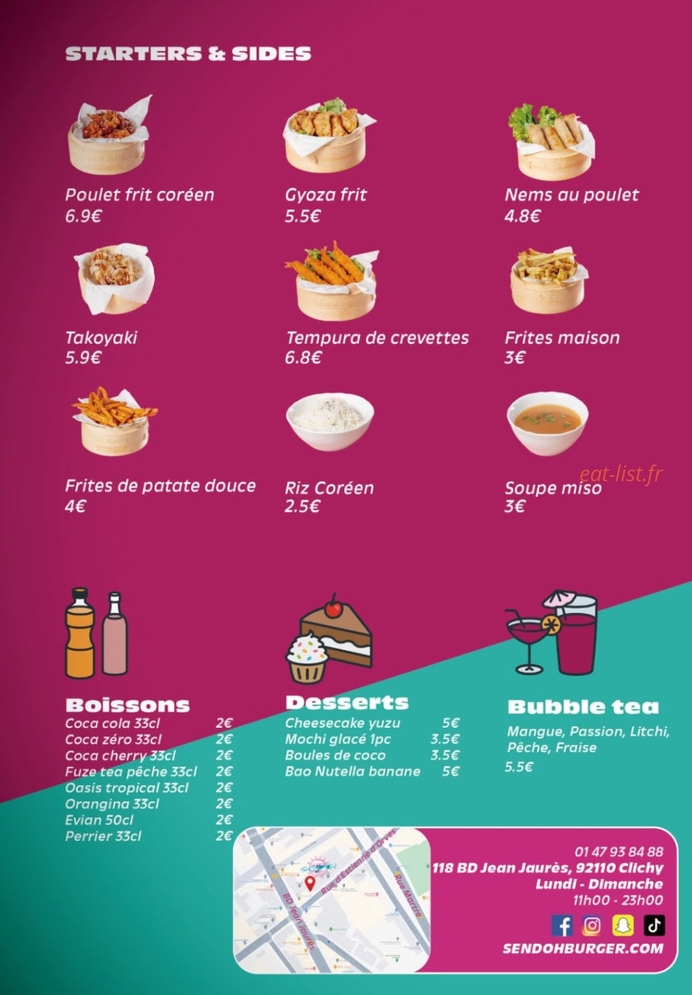 SendoH Burger — carte page 3