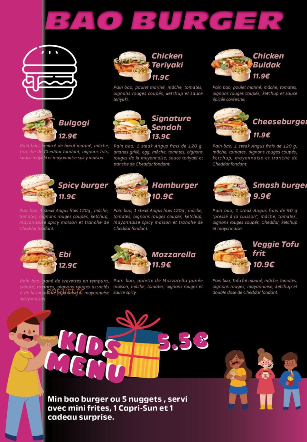 SendoH Burger — carte page 1