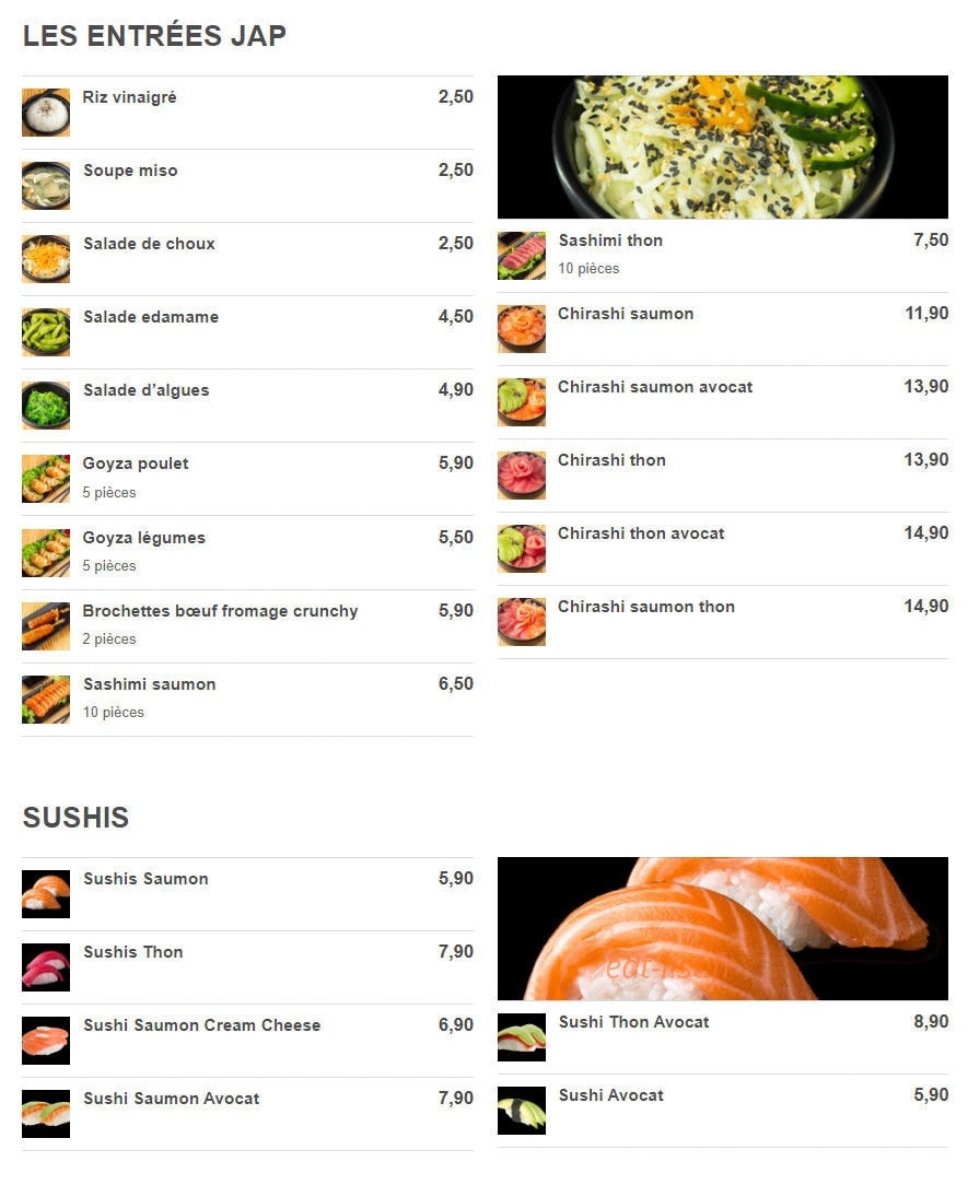 Very Thaï & Jap — carte page 4