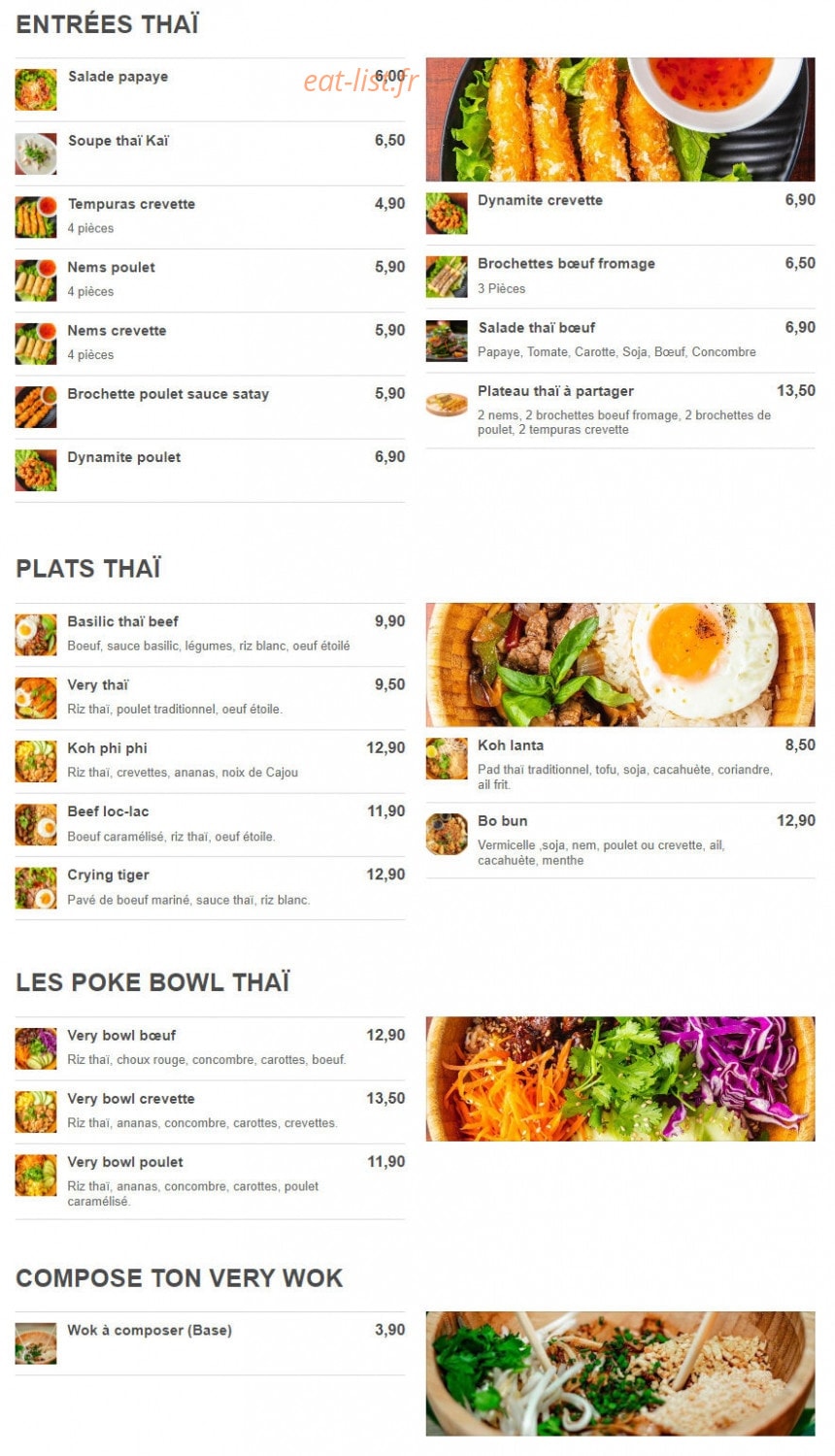 Very Thaï & Jap — carte page 1