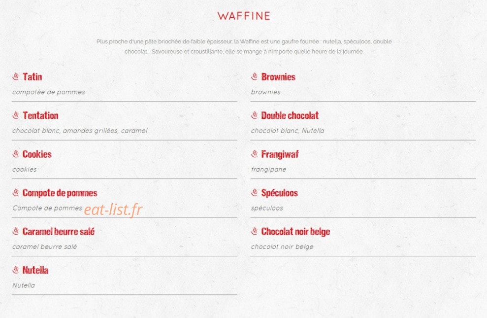 Waffle Factory — carte page 3