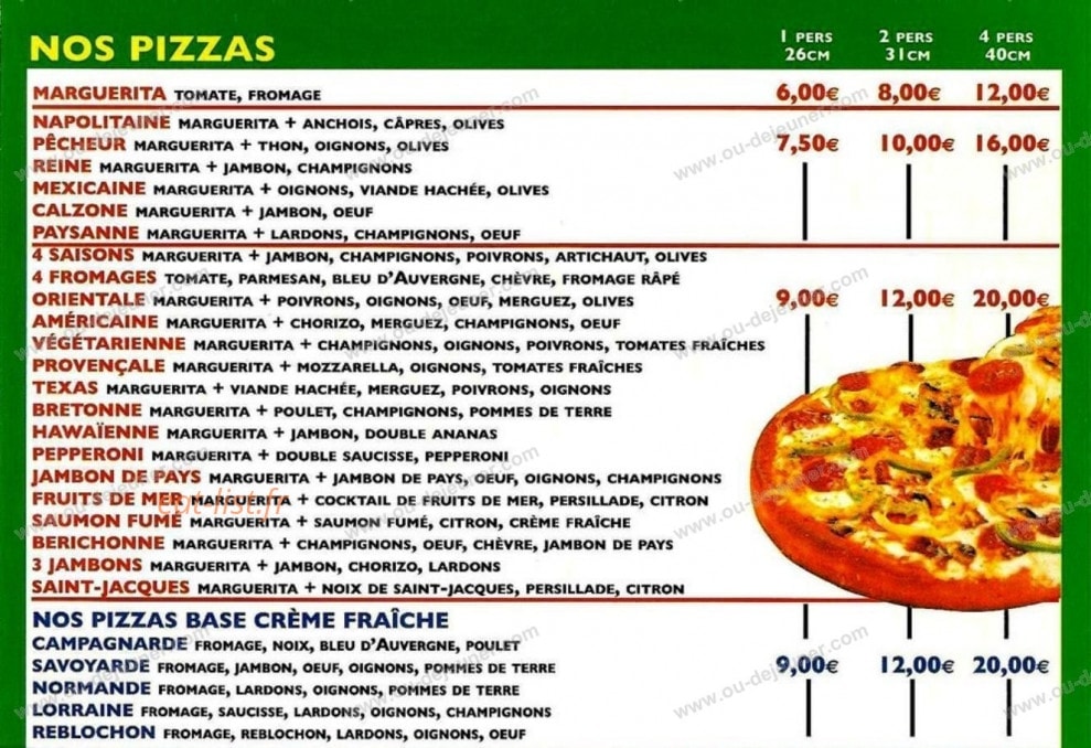 Allo Pizza Rapido — carte page 2