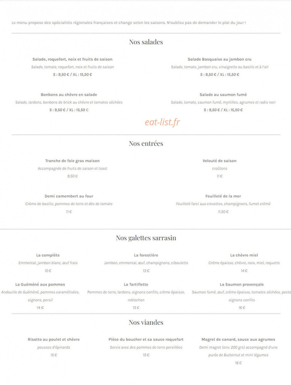 C&C's — carte page 1