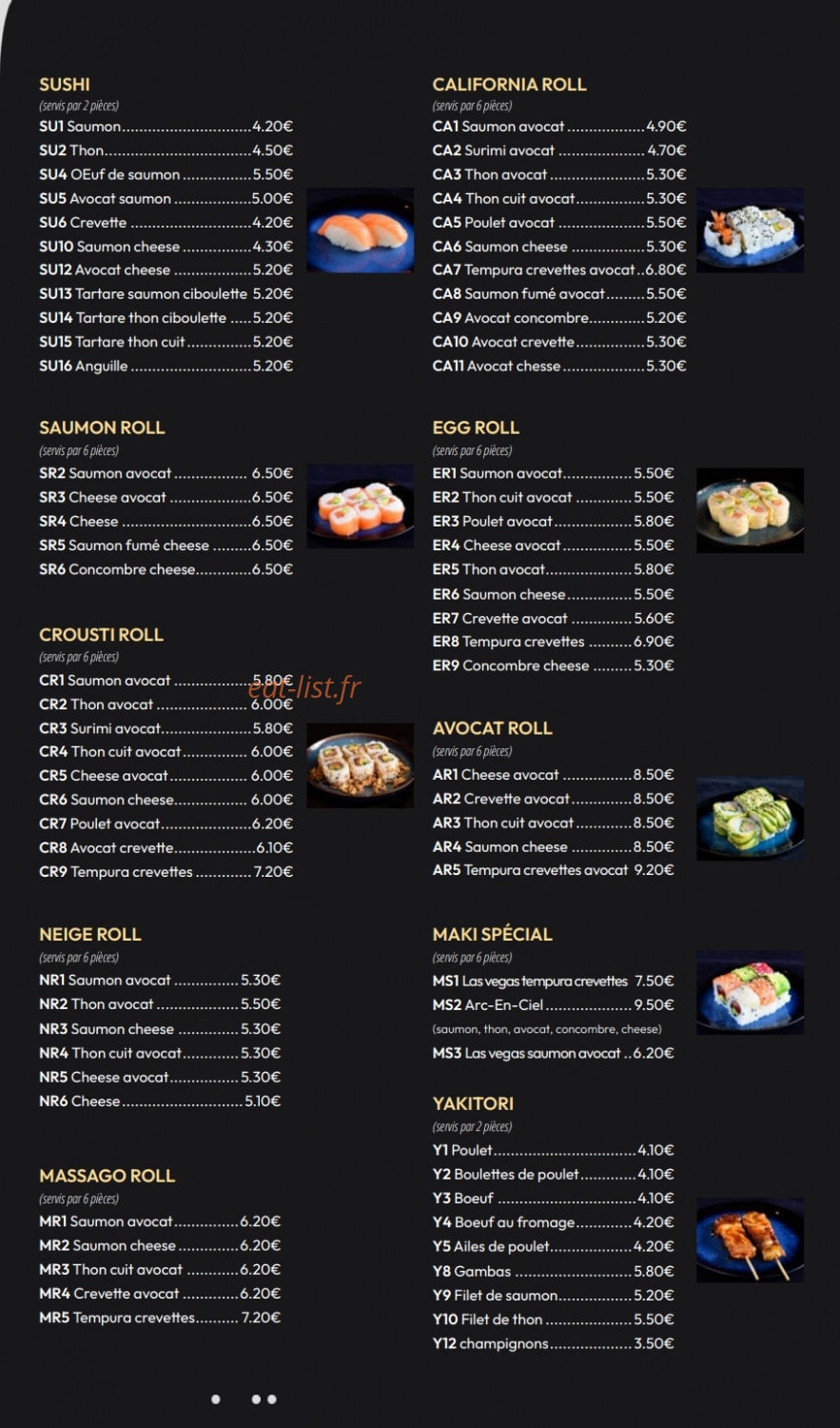 Carte et menu de Izu Sushi à Fontenay Sous Bois — Sushi, california roll et saumon roll,..