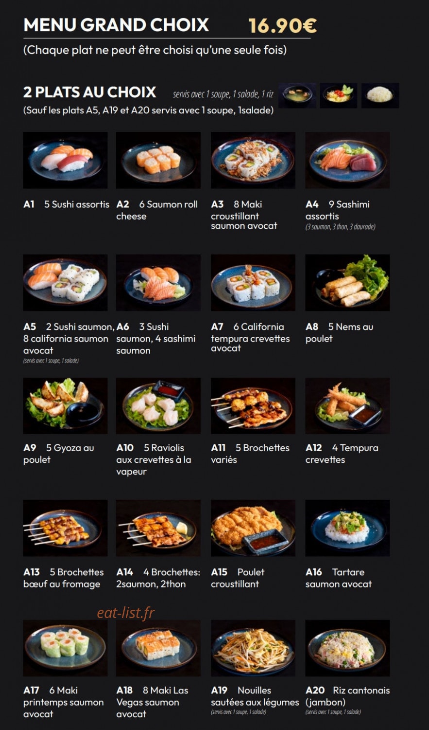 Carte et menu de Izu Sushi à Fontenay Sous Bois — Menu grand choix