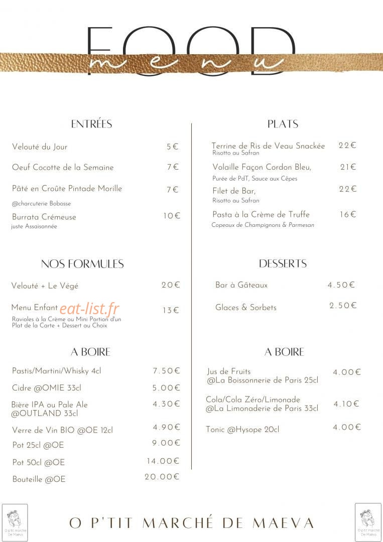 O P'tit Marché — carte page 1