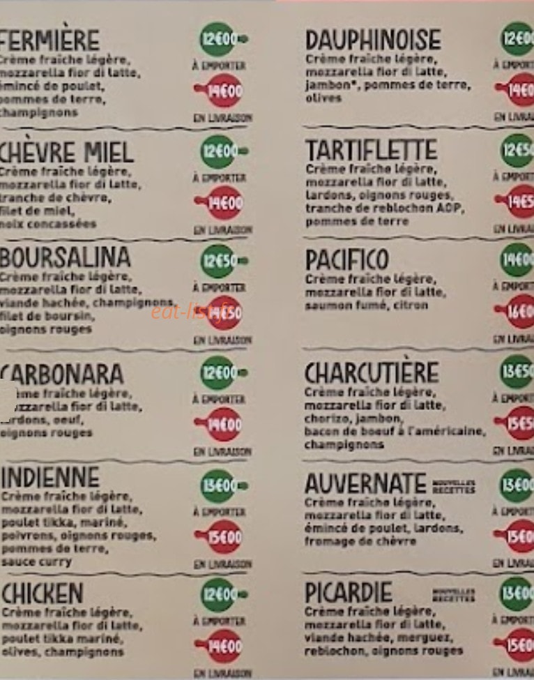 Carte et menu de Pizzeria Au Bois à Fontenay Sous Bois — Les cremeuse