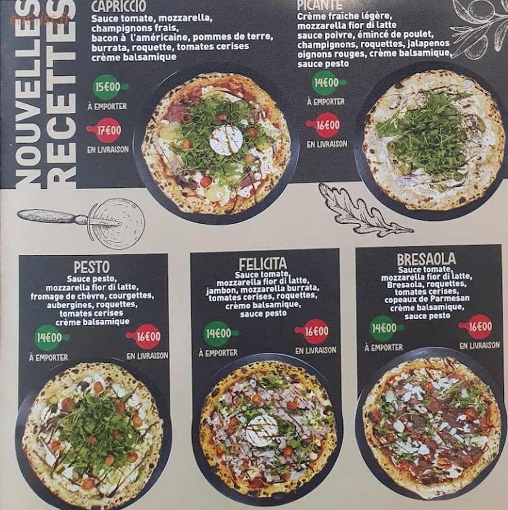 Carte et menu de Pizzeria Au Bois à Fontenay Sous Bois — Les pizzas