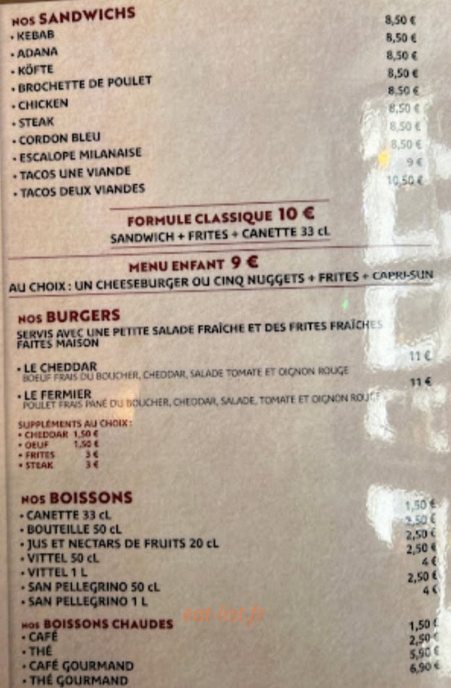 Restaurant Cappadoce — carte page 2