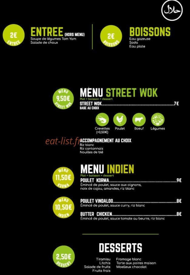 Street Wok — carte page 1