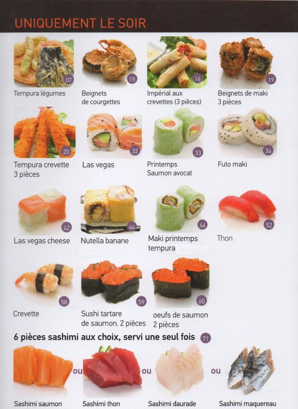 Carte et menu de Tokyo sushi à Fontenay Sous Bois — Menus soir