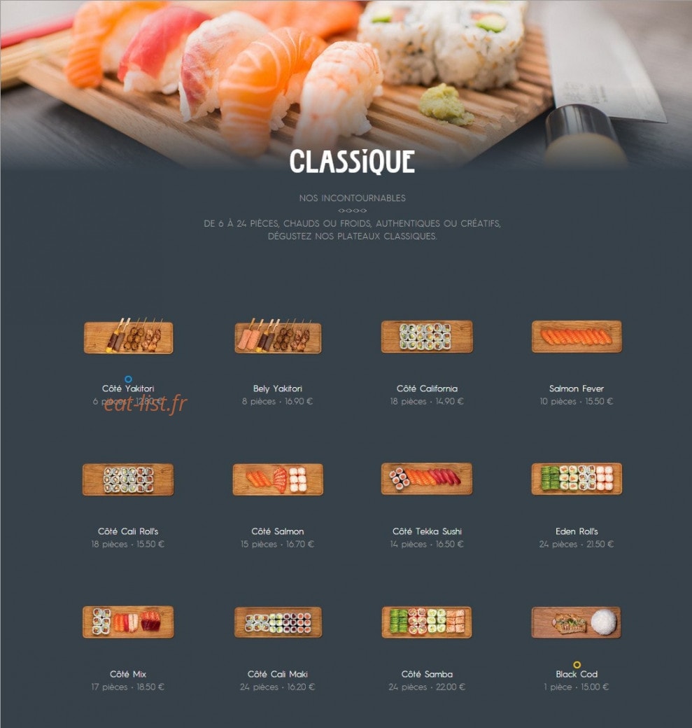 Côté Sushi — carte page 1
