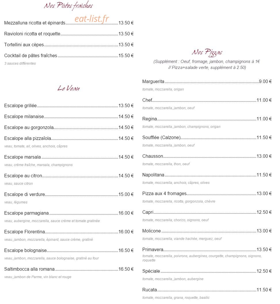 La Bella Rosa — carte page 2