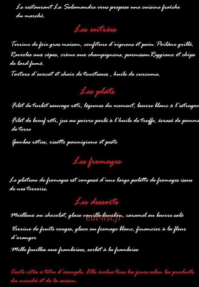 La Salamandre — carte page 1