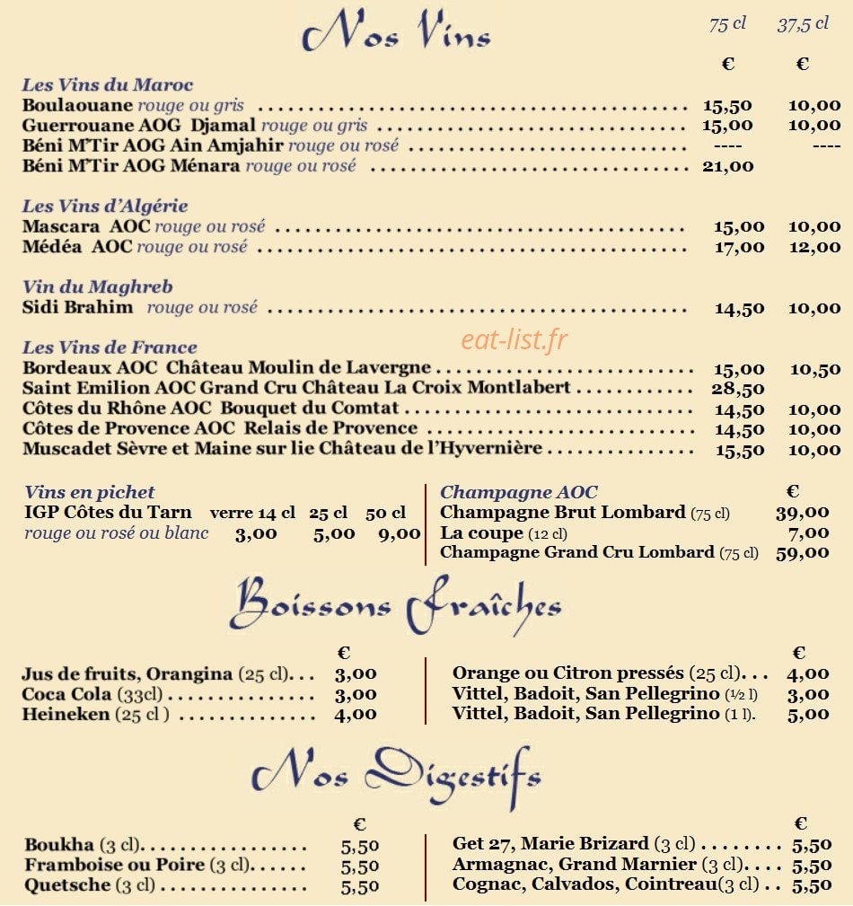 Le Marrakech — carte page 5