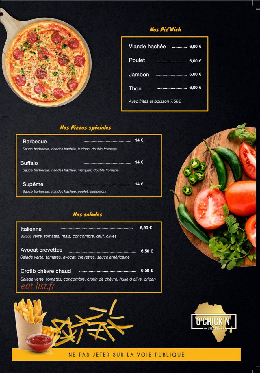O'Chick'N — carte page 4