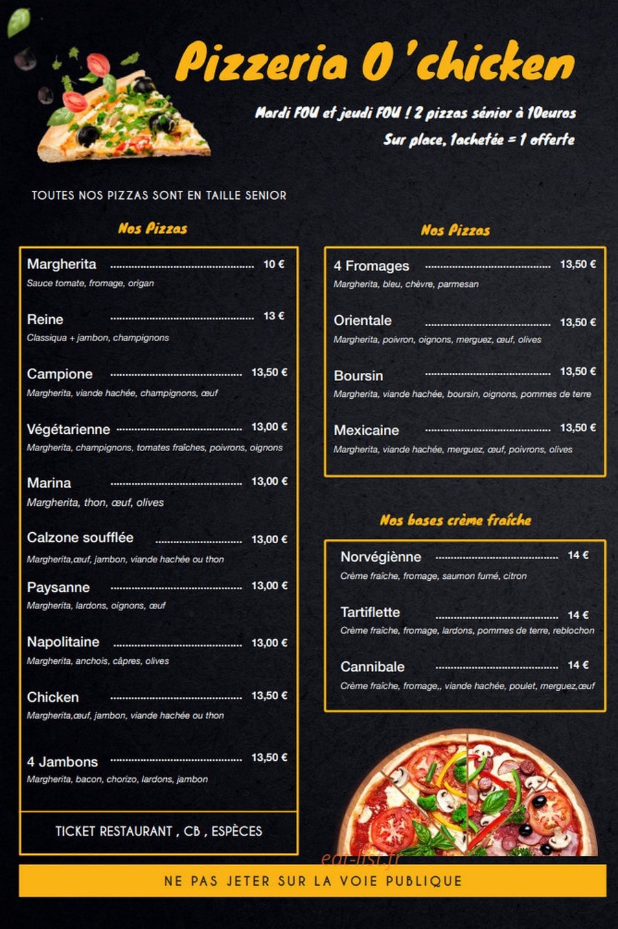 O'Chick'N — carte page 3