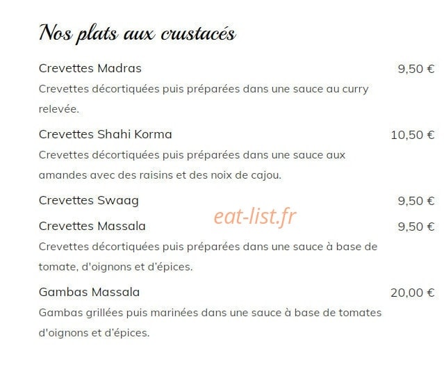 Restaurant New Krishna — carte page 5