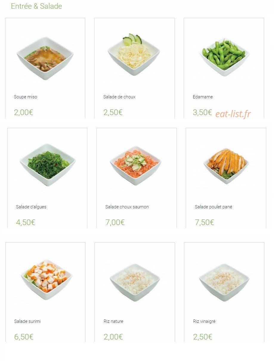 Super sushi — carte page 1