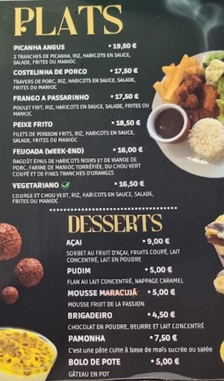 Carte et menu de Butiquim Brasil à Alfortville — Les plats et desserts