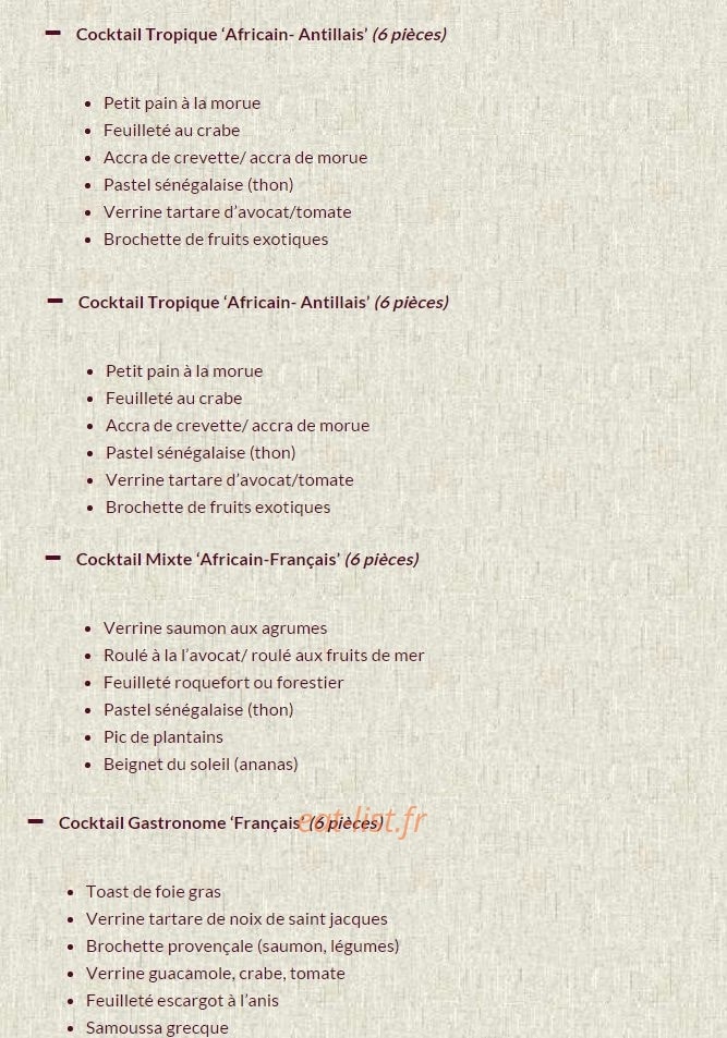 Kankou Traiteur — carte page 8