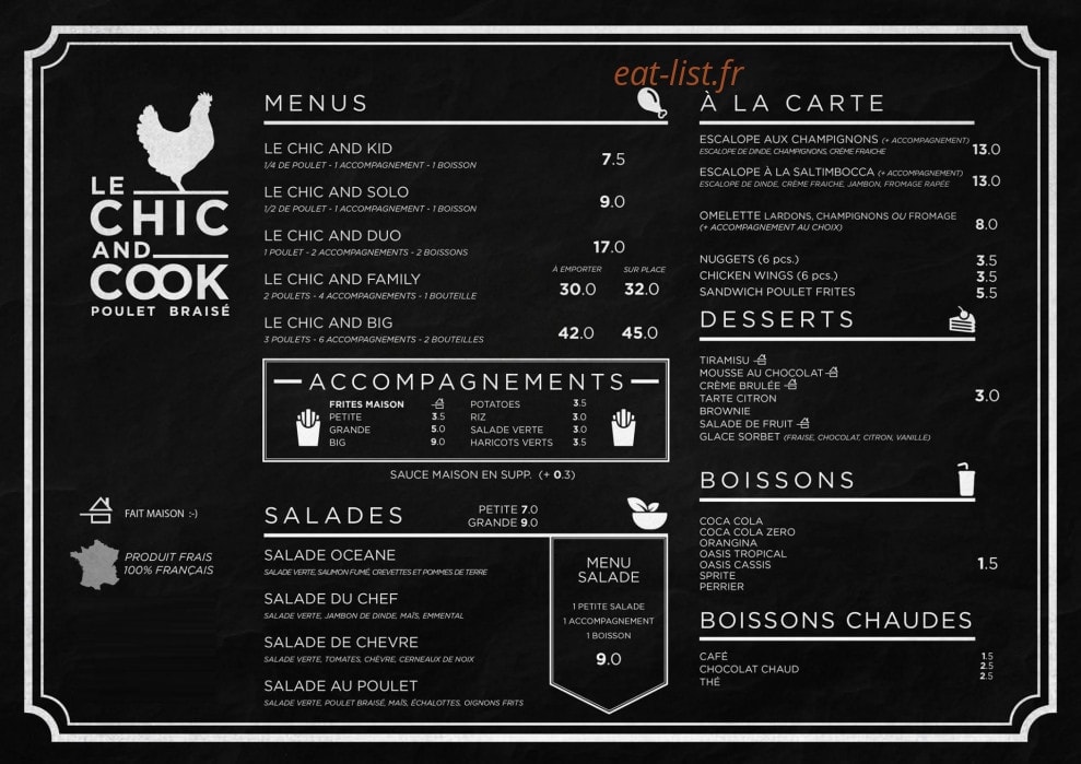 Le Chic And Cook — carte page 1