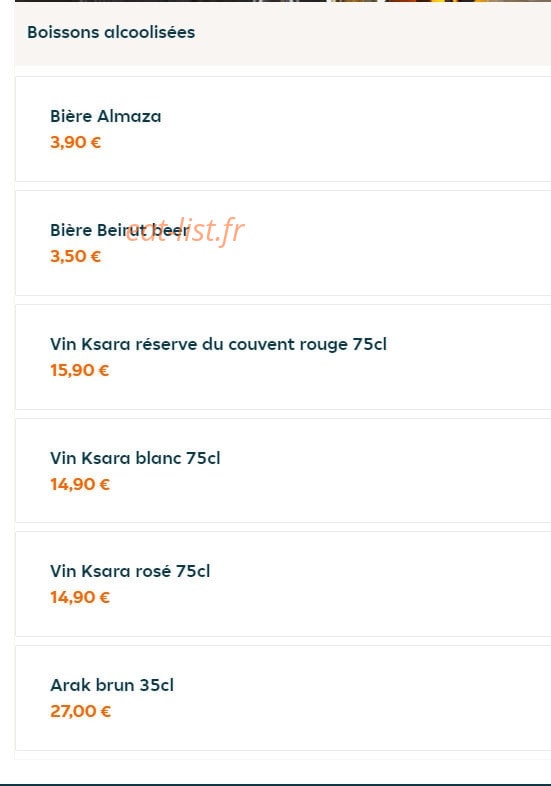 Le Comptoir Du Liban — carte page 12