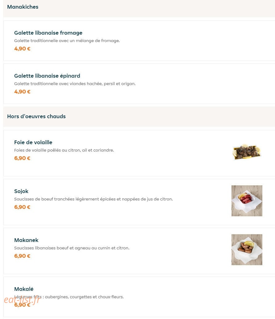 Le Comptoir Du Liban — carte page 6