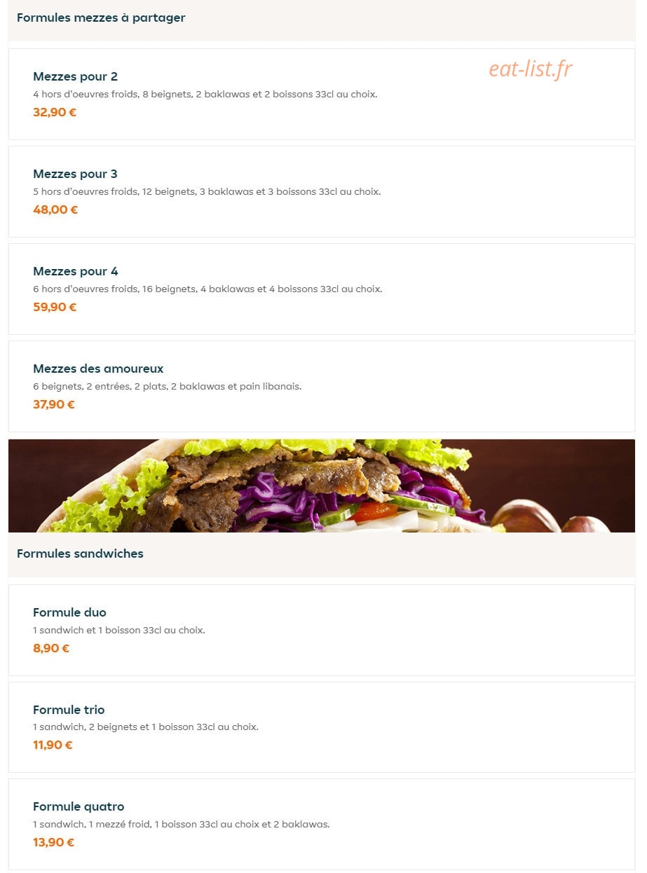 Le Comptoir Du Liban — carte page 1