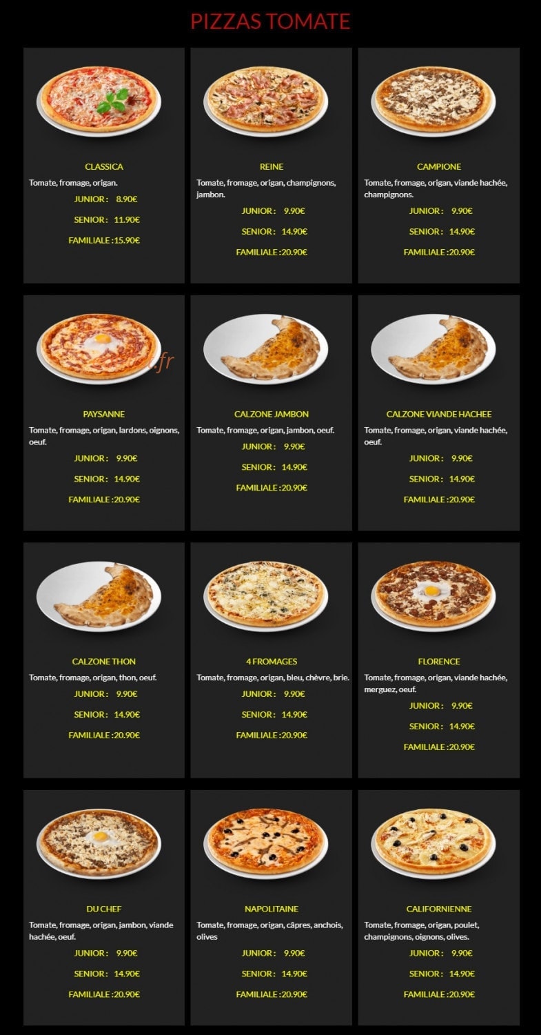 Maestro Pizza — carte page 3