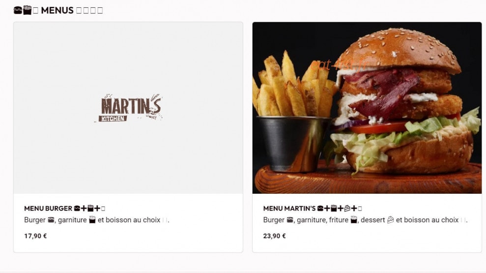 Martin's Kitchen — carte page 1