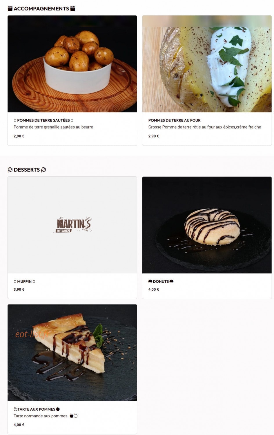 Martin's Kitchen — carte page 6