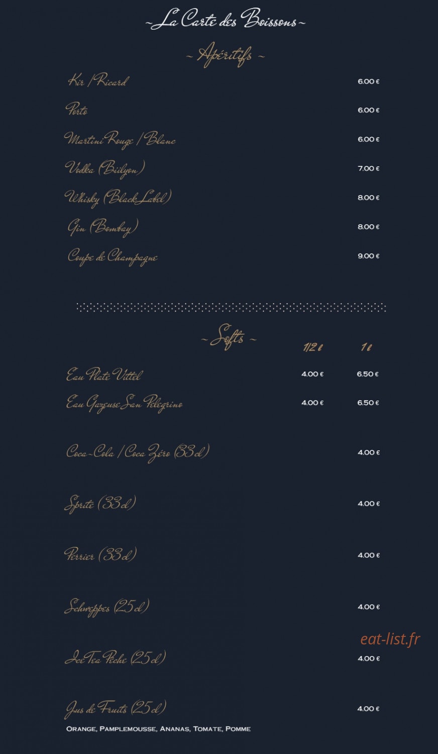 Pizza Blanqui — carte page 1