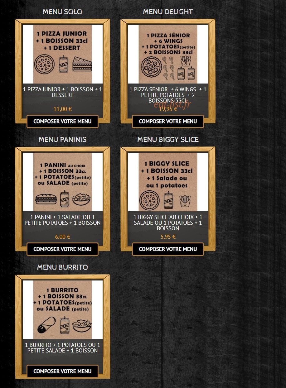 Pizza Time — carte page 1