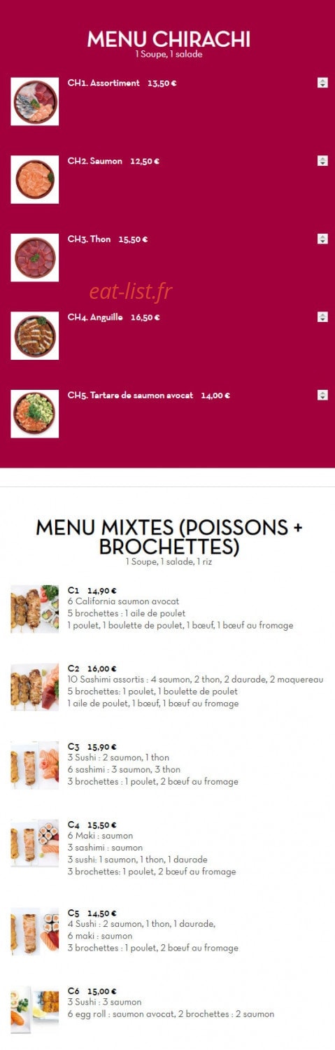 Carte et menu de Sushi d'Alfortville à Alfortville — Les menus