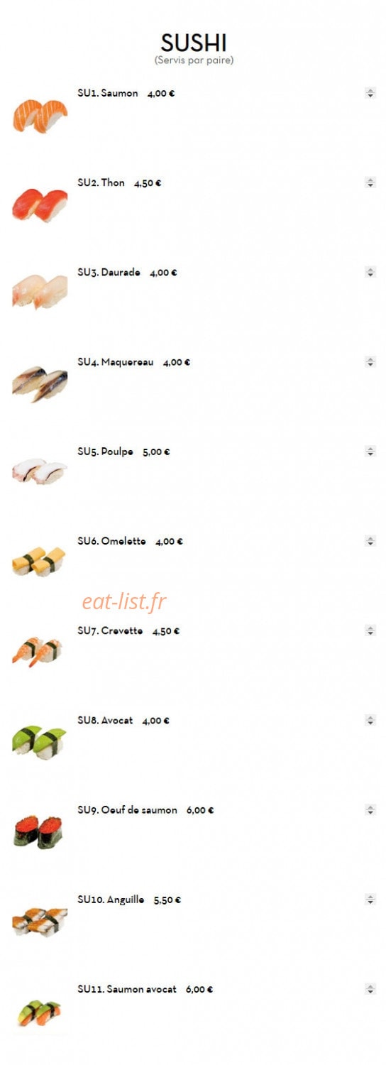 Carte et menu de Sushi d'Alfortville à Alfortville — Les sushis