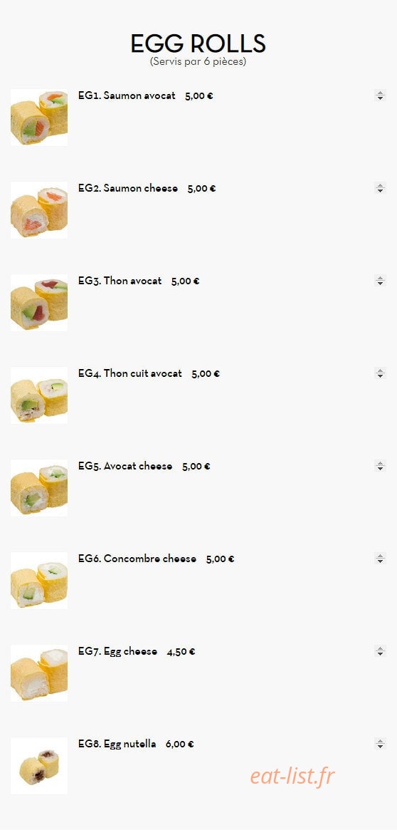 Carte et menu de Sushi d'Alfortville à Alfortville — Les egg rolls