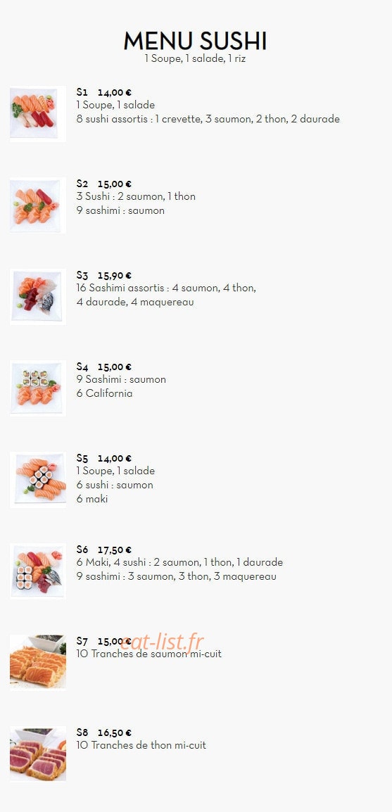 Carte et menu de Sushi d'Alfortville à Alfortville — Les menus sushis