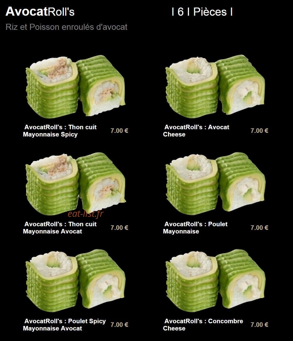 Carte et menu de Sushi plaza à Alfortville — Les avocatroll's
