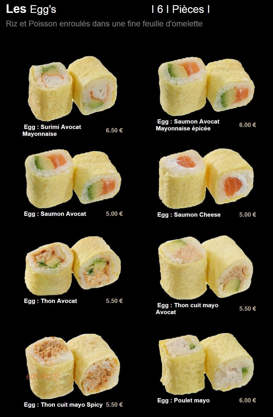 Carte et menu de Sushi plaza à Alfortville — Les egg's