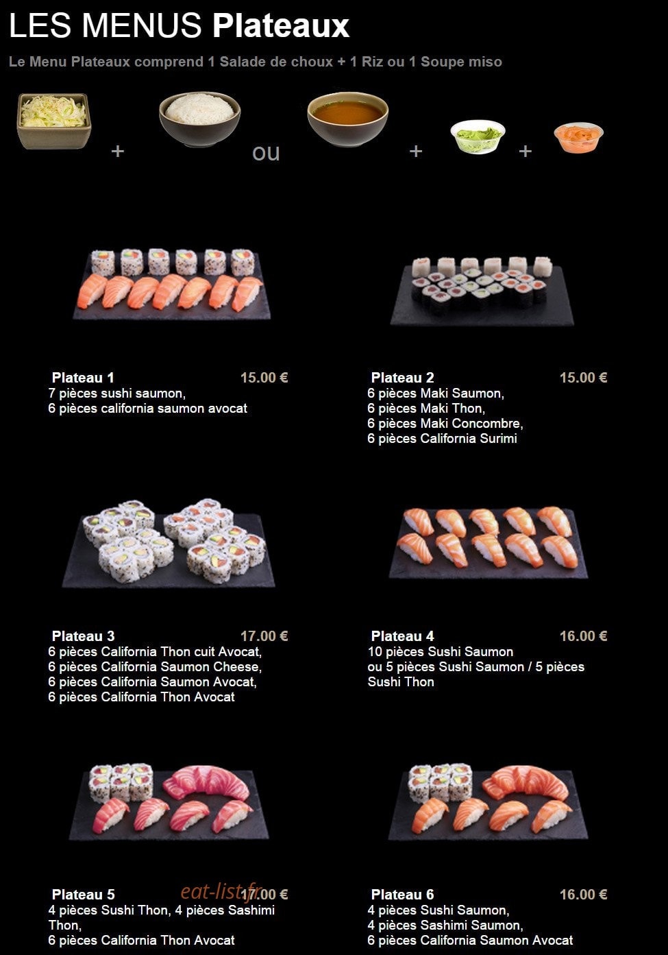 Carte et menu de Sushi plaza à Alfortville — Les menus plateaux
