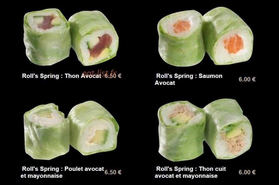 Carte et menu de Sushi plaza à Alfortville — Le thon avocat, poulet avocat et mayonnaise,...