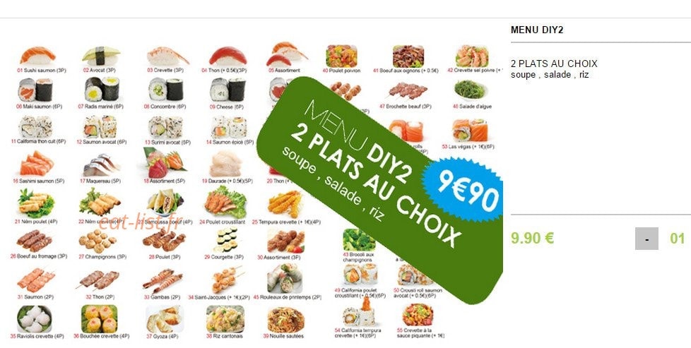 Yoshi-sushi — carte page 1