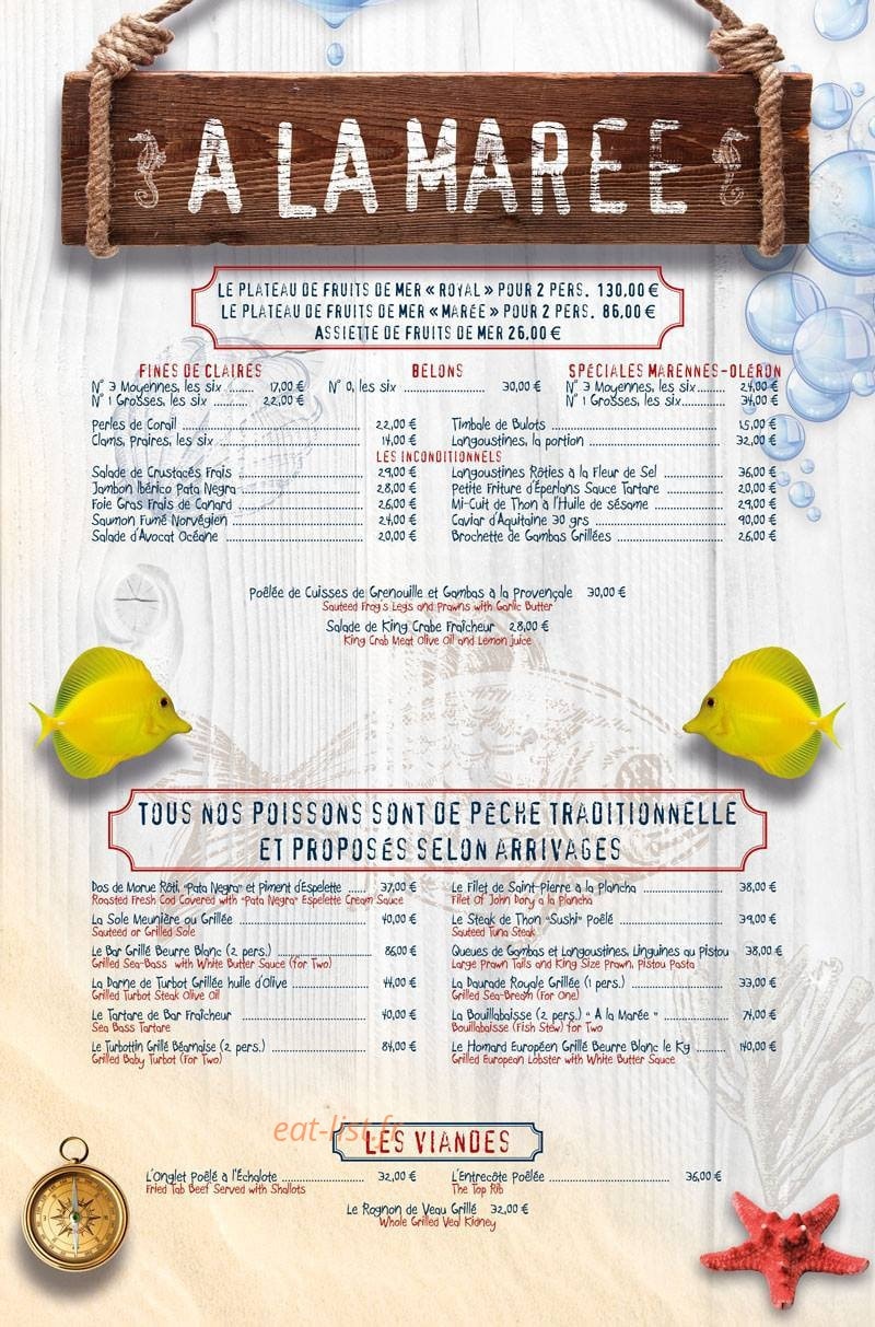 A La Marée — carte page 1