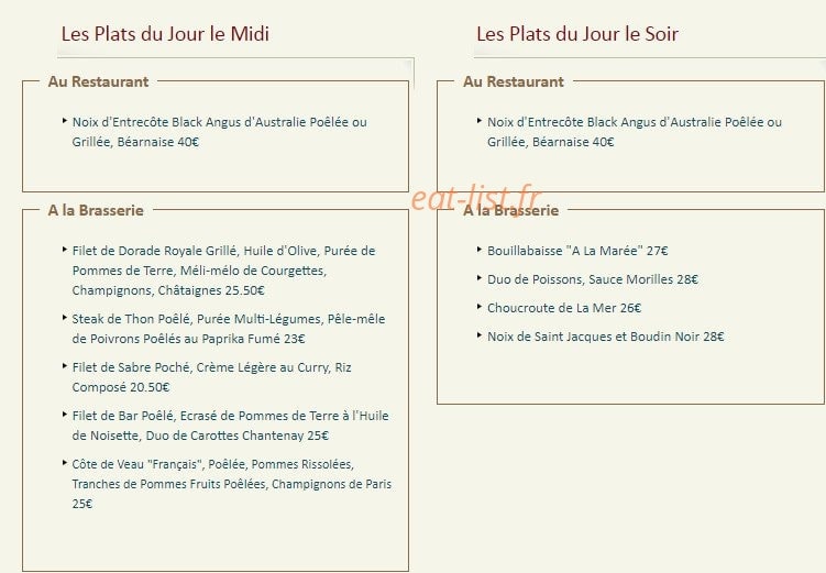 A La Marée — carte page 2