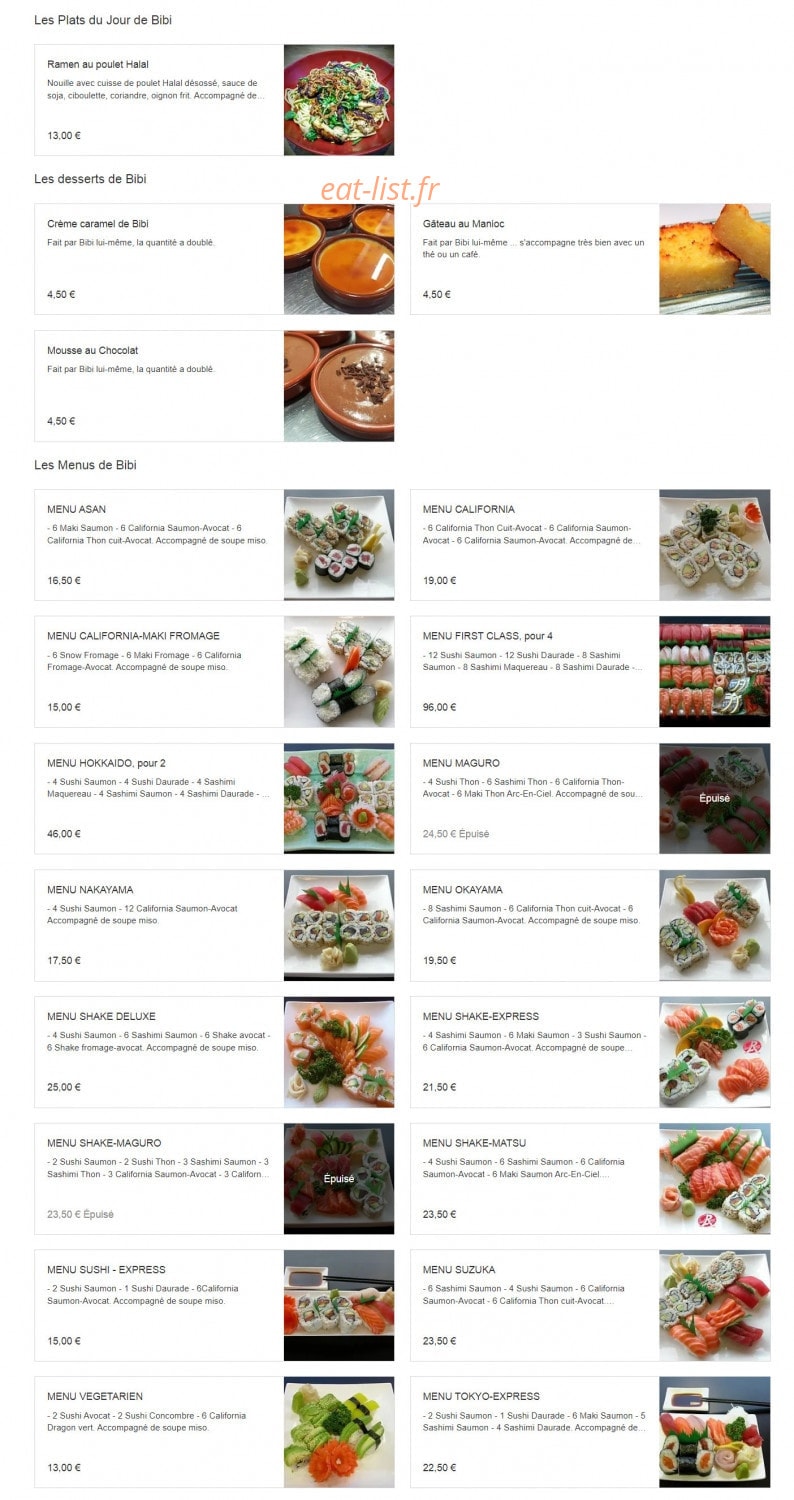 Chez Bibi — carte page 1