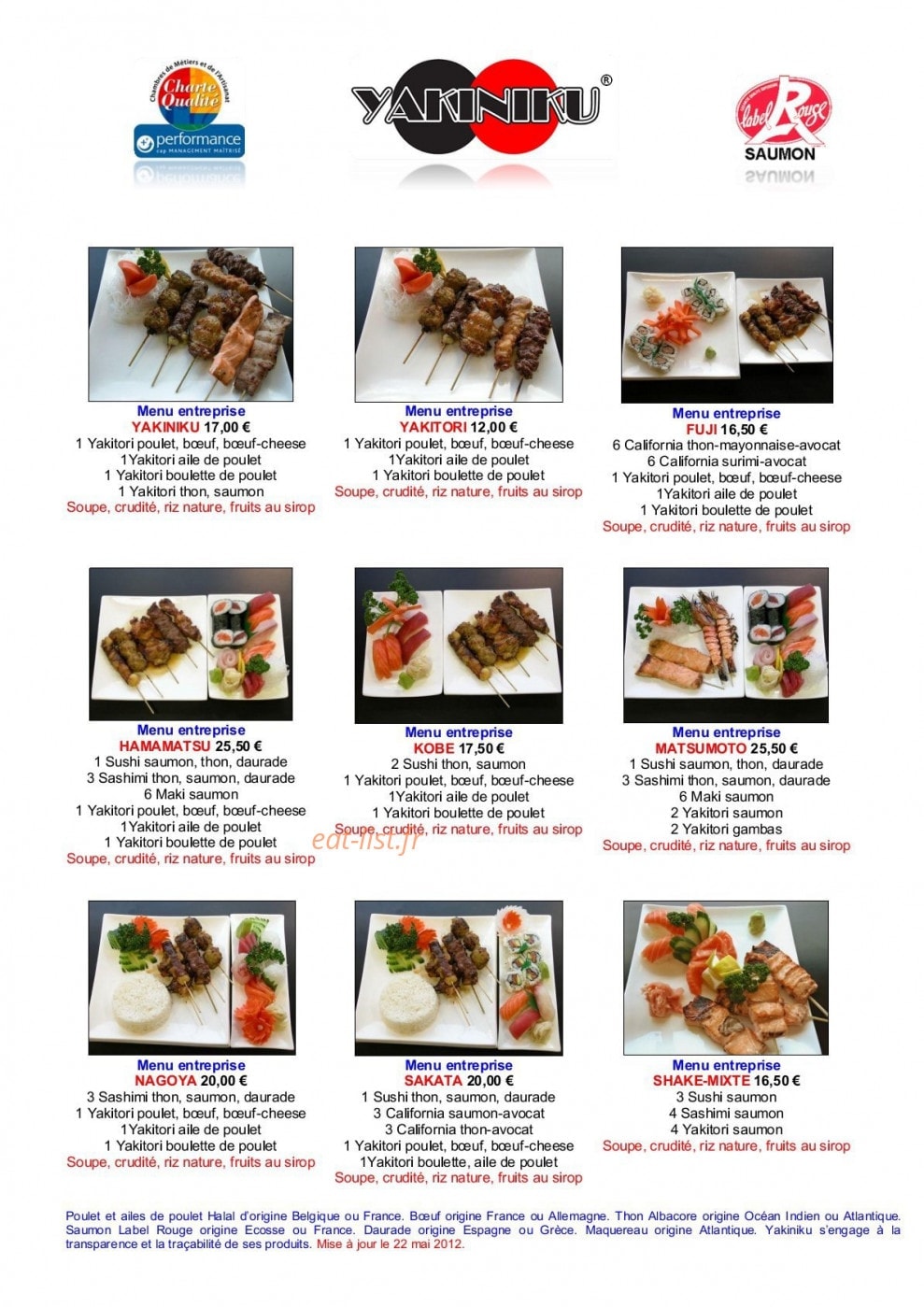 Yakiniku — carte page 12