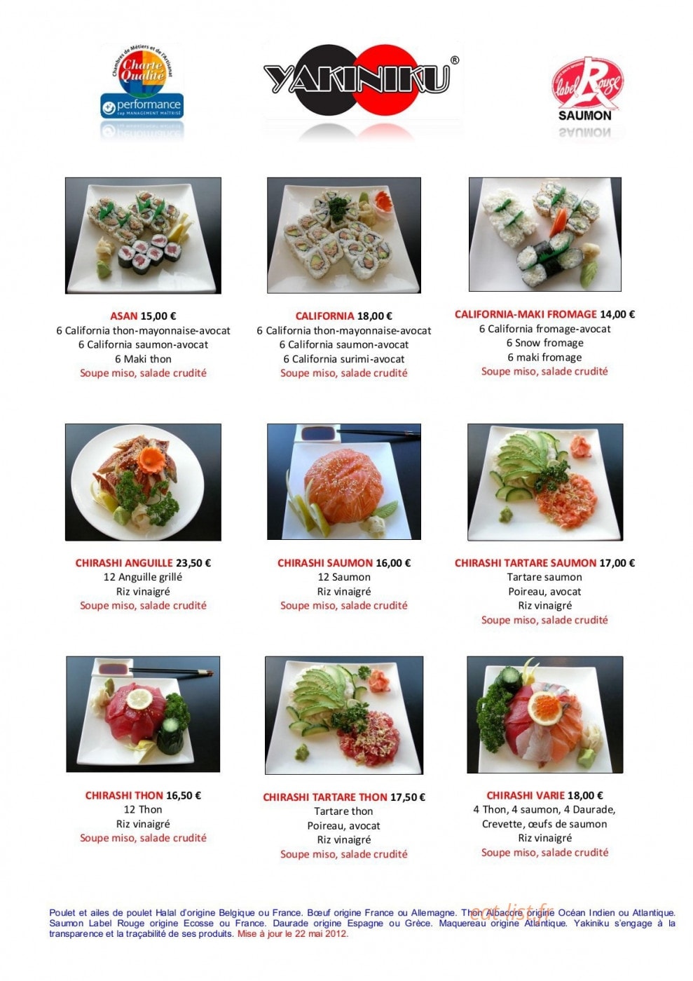 Yakiniku — carte page 1