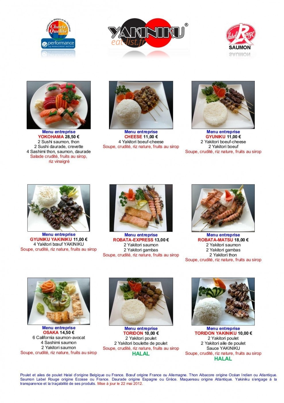 Yakiniku — carte page 11