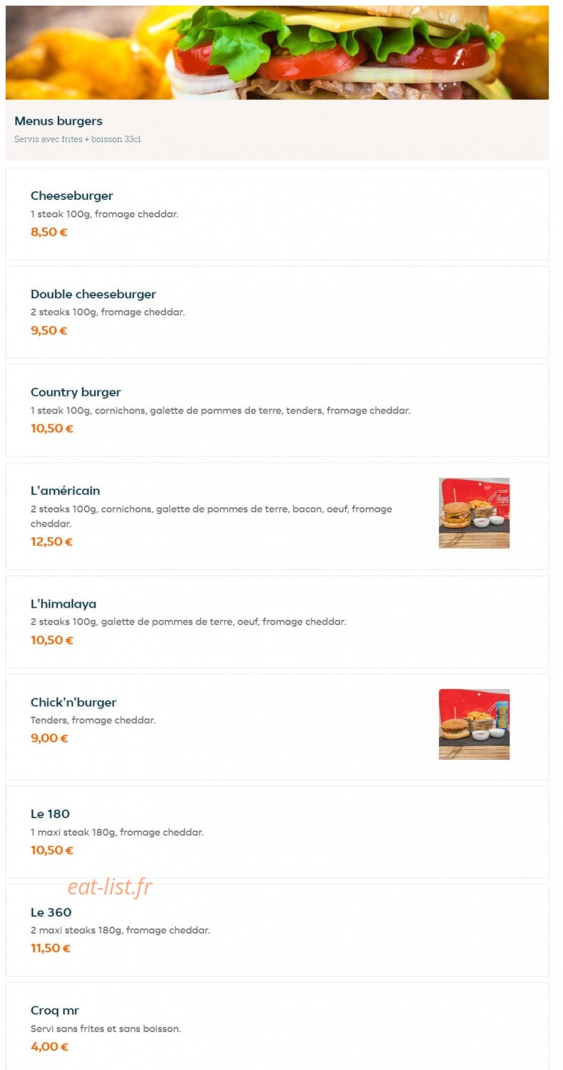 Burger Time — carte page 1